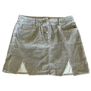 Rubish Green Corduroy Button Down Distressed Cutout Mini Girls Skirt SZ 5 # 1320